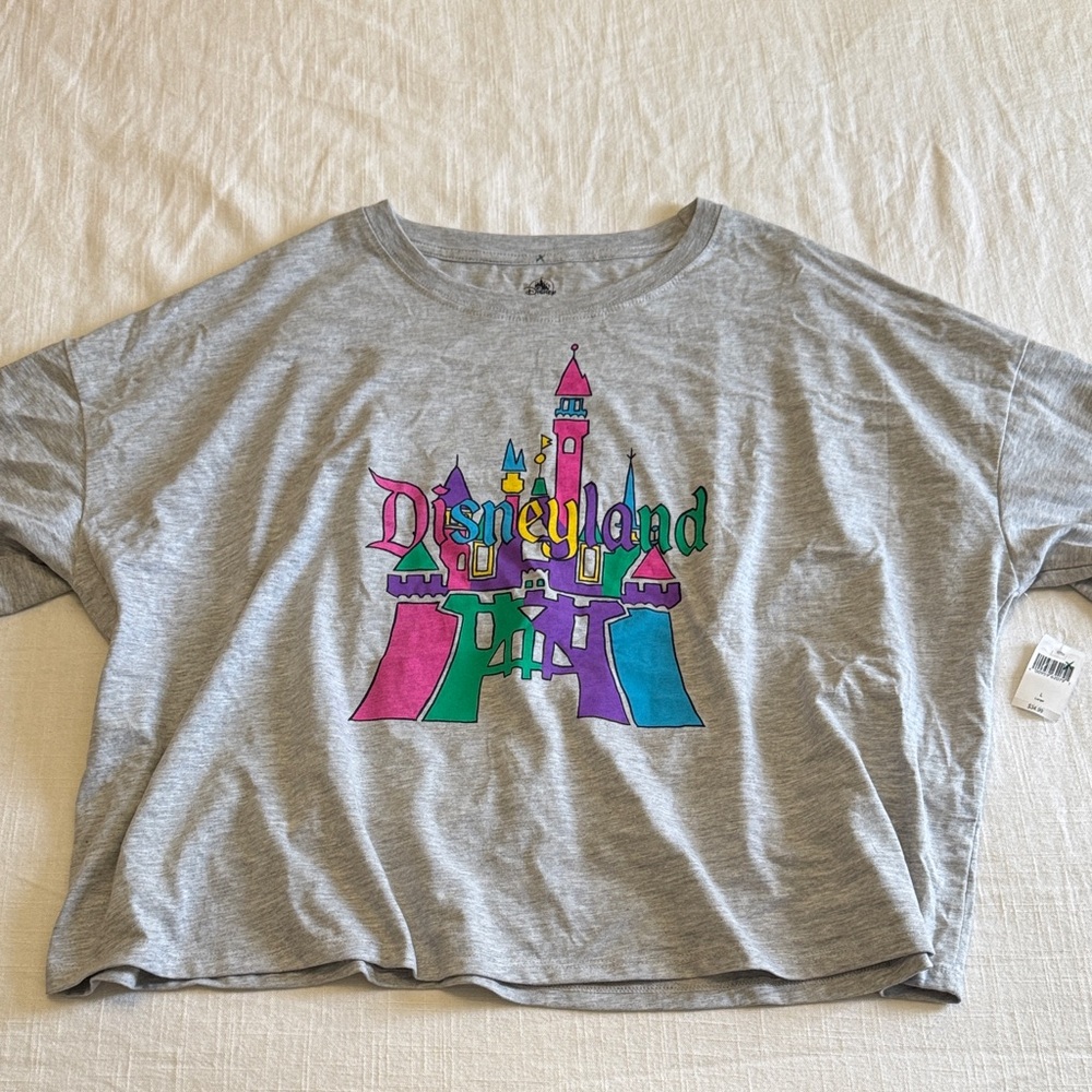 NWT Disney Gray Tee with Colorful Castle Graphic